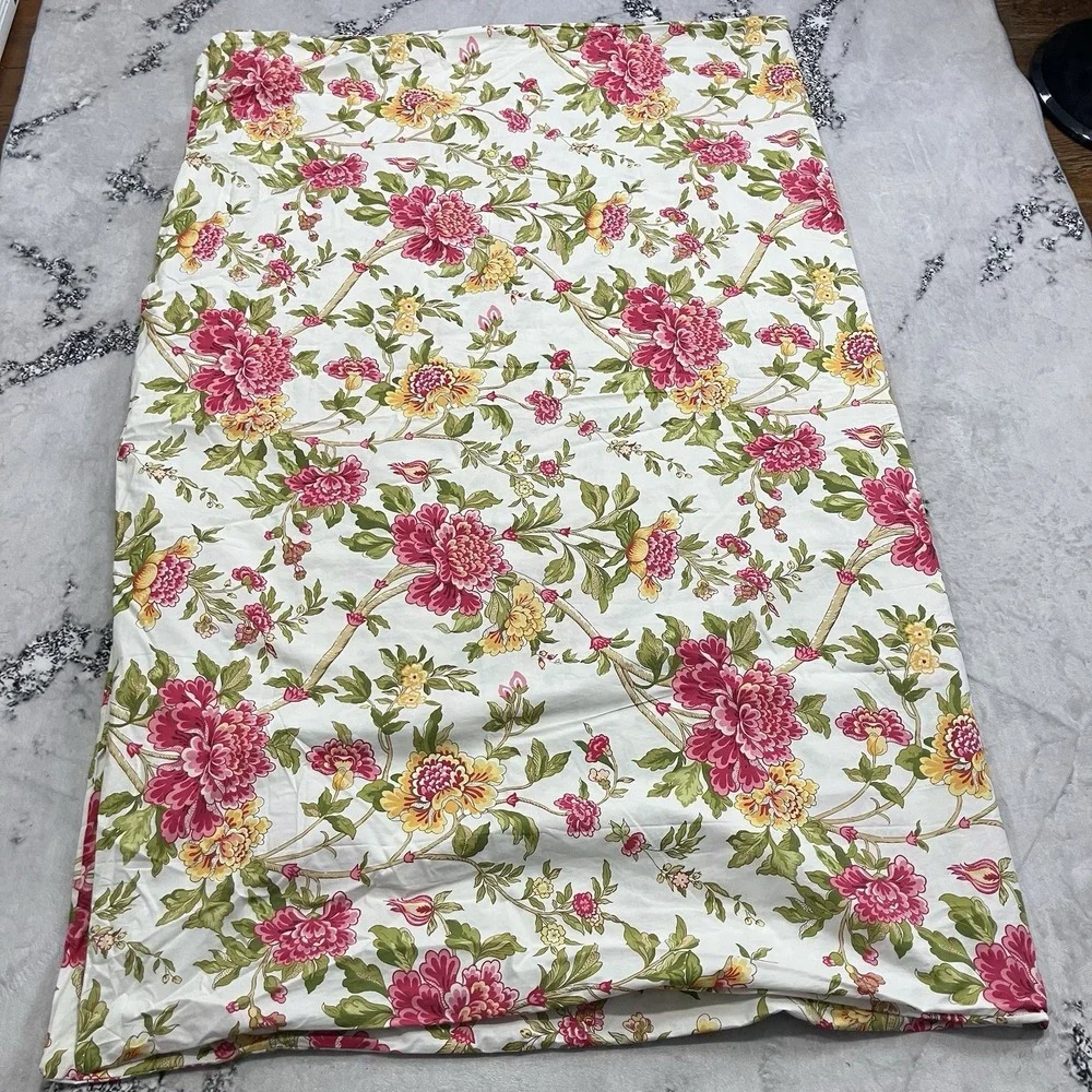 Pottery Barn Twin Duvet Cover Set Pink Floral Cottage Garden 100% Cotton